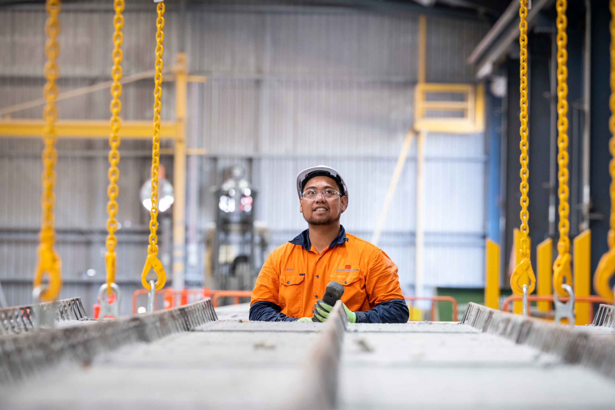 Reinforced Earth Australia Albury, NSW, precast concrete manufacturing site colleagues