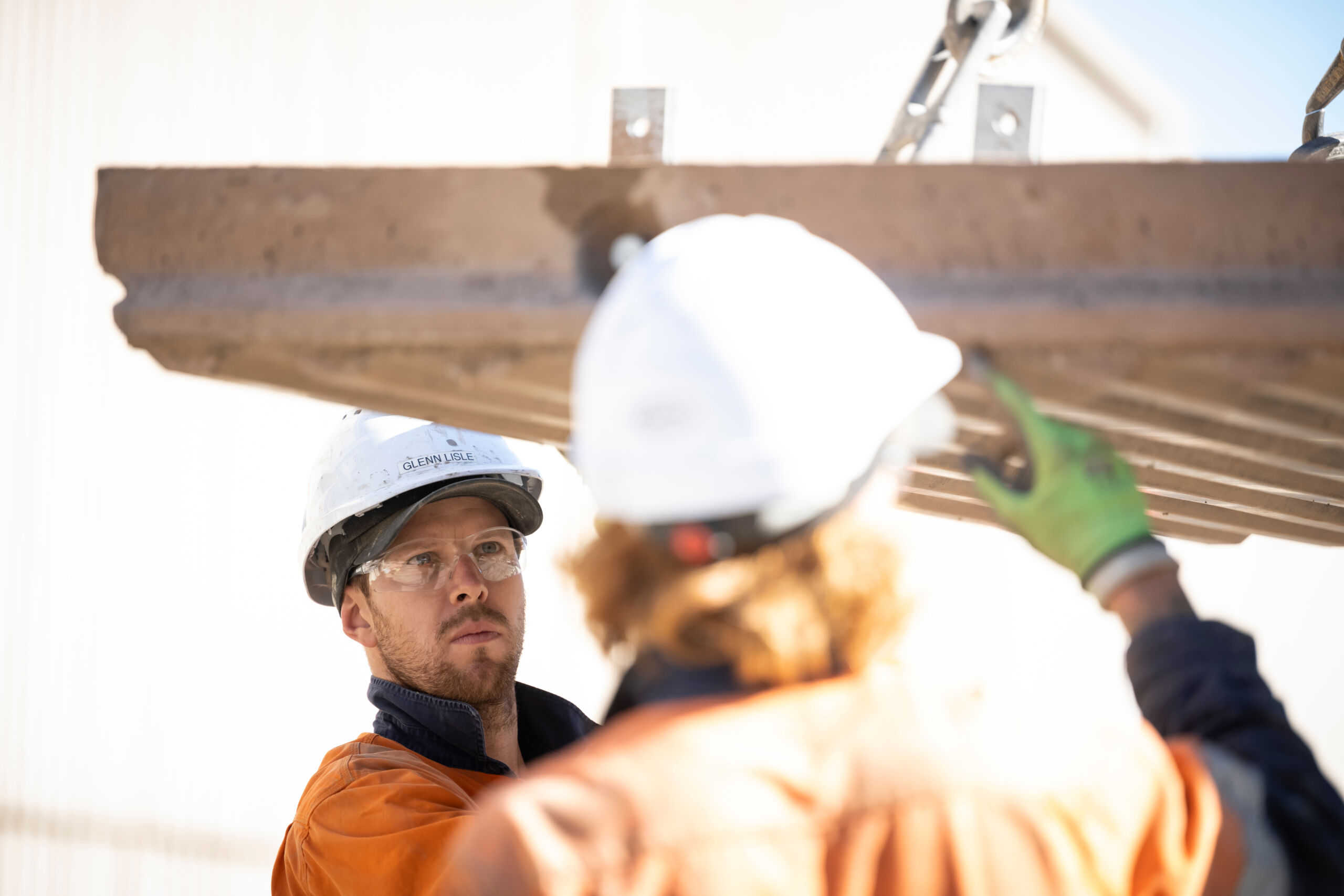 Reinforced Earth Australia Albury, NSW, precast concrete manufacturing site colleagues