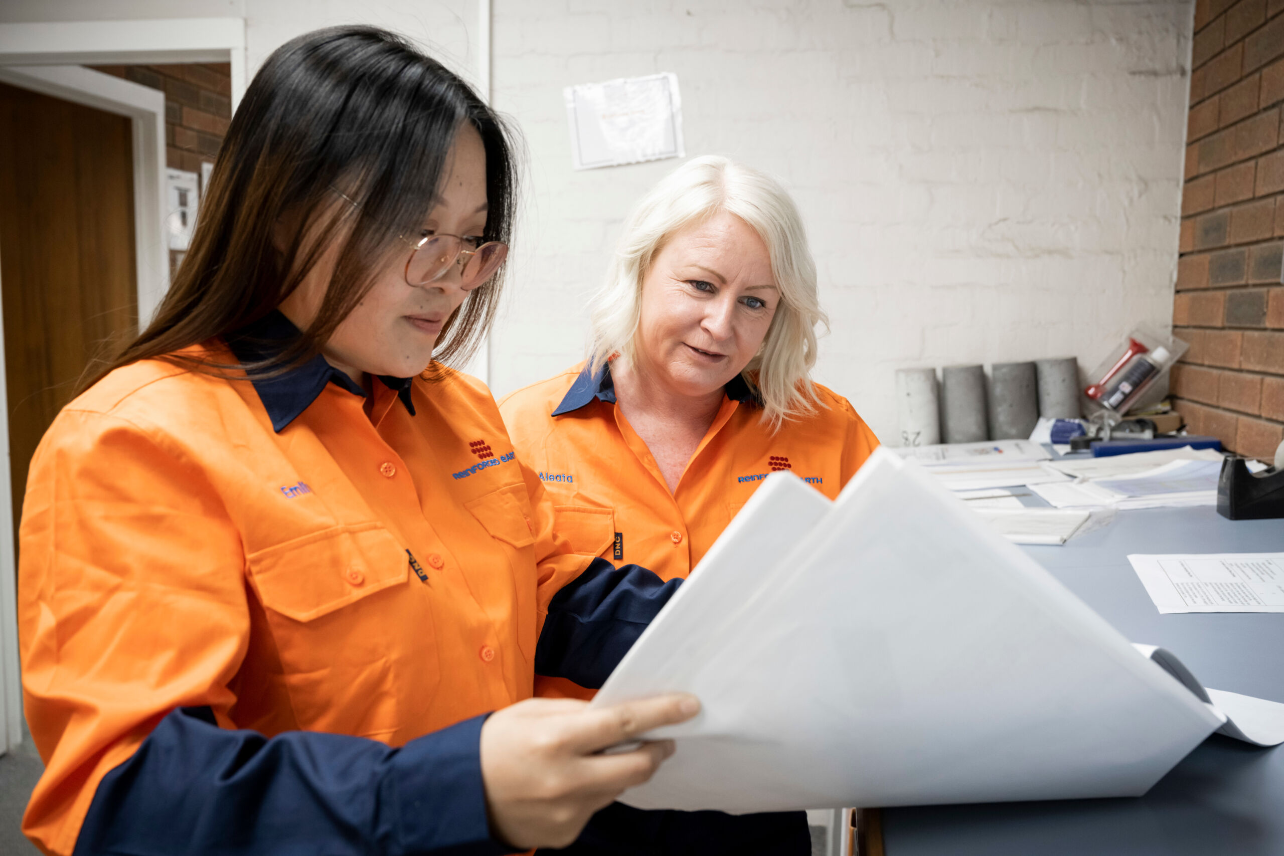 Reinforced Earth Australia Albury, NSW, precast concrete manufacturing site colleagues